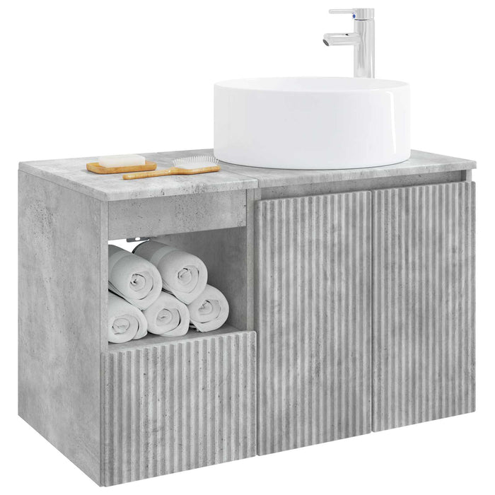 Set de mobilier pentru baie 2 buc. Gri Beton Lemn prelucrat WALTI