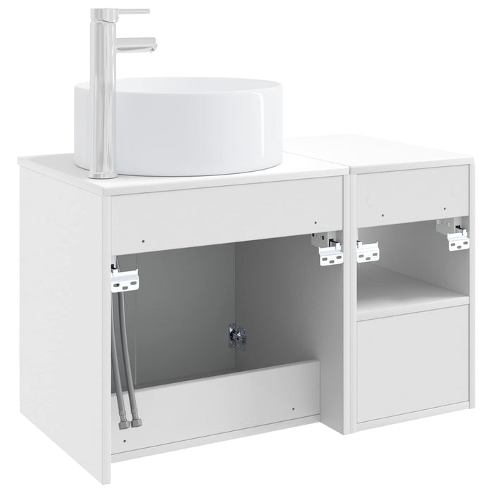 Set de mobilier pentru baie 2 buc. Alb foarte lucios WALTI