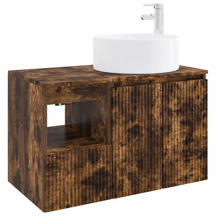 Set de mobilier pentru baie 2 buc. Stejar fumuriu WALTI