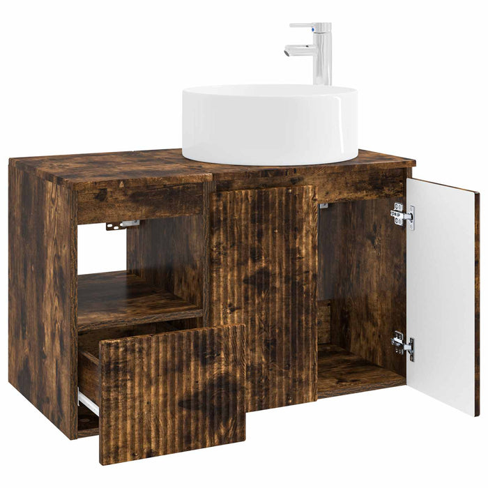 Set de mobilier pentru baie 2 buc. Stejar fumuriu WALTI