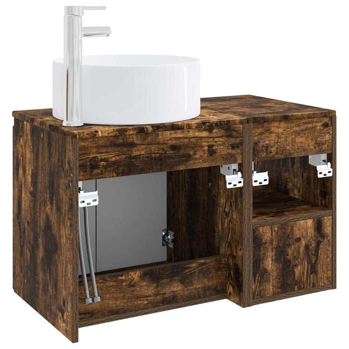 Set de mobilier pentru baie 2 buc. Stejar fumuriu WALTI