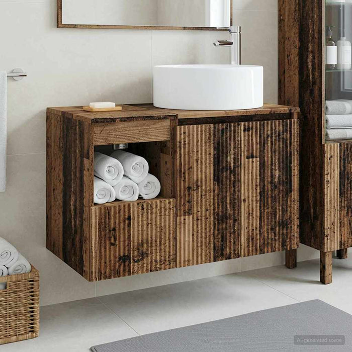 Set de mobilier pentru baie 2 buc. Lemn vechi Lemn prelucrat WALTI