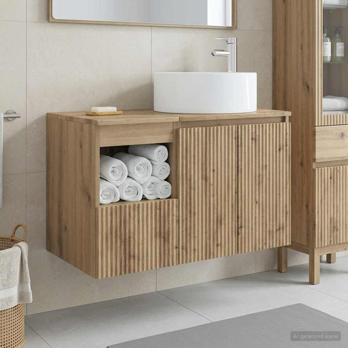 Set de mobilier pentru baie 2 buc. Stejar Artizanal WALTI