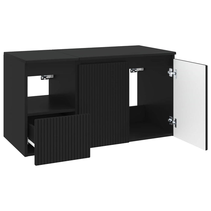 Set de mobilier pentru baie 2 buc. Negru Lemn prelucrat WALTI