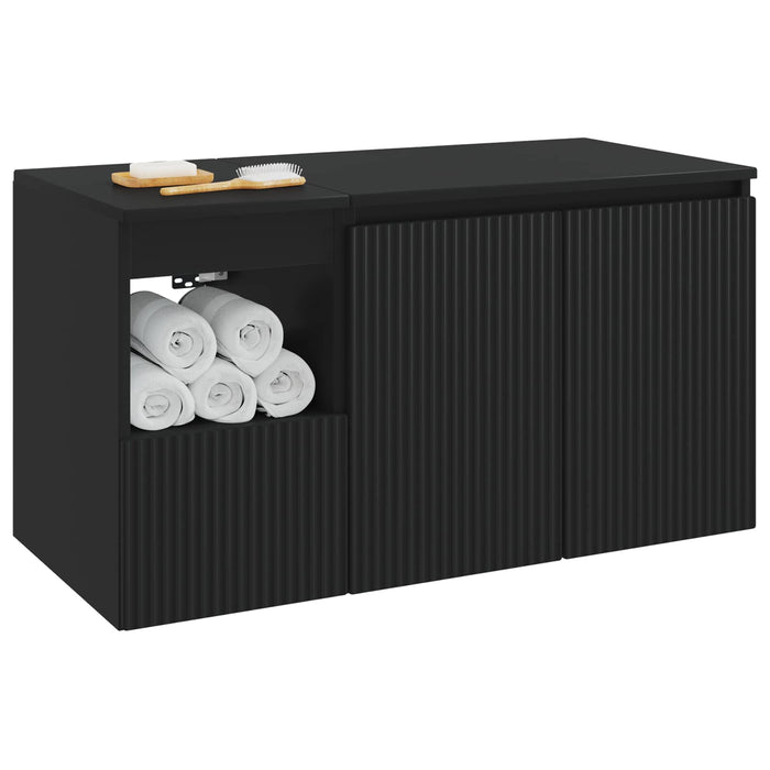 Set de mobilier pentru baie 2 buc. Negru Lemn prelucrat WALTI