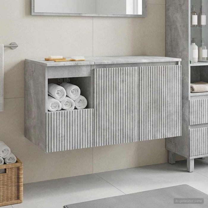 Set de mobilier pentru baie 2 buc. Gri Beton Lemn prelucrat WALTI