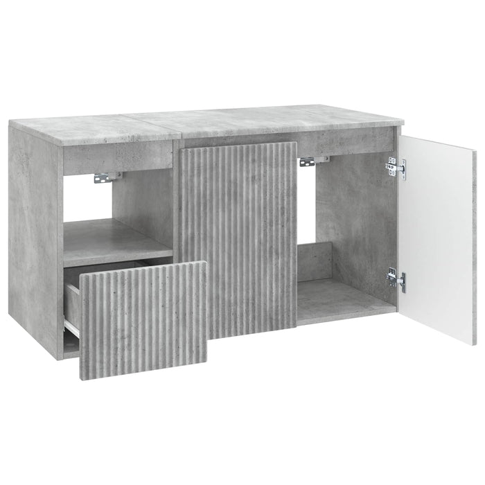 Set de mobilier pentru baie 2 buc. Gri Beton Lemn prelucrat WALTI