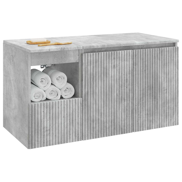 Set de mobilier pentru baie 2 buc. Gri Beton Lemn prelucrat WALTI