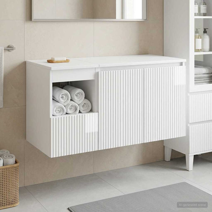 Set de mobilier pentru baie 2 buc. Alb foarte lucios WALTI