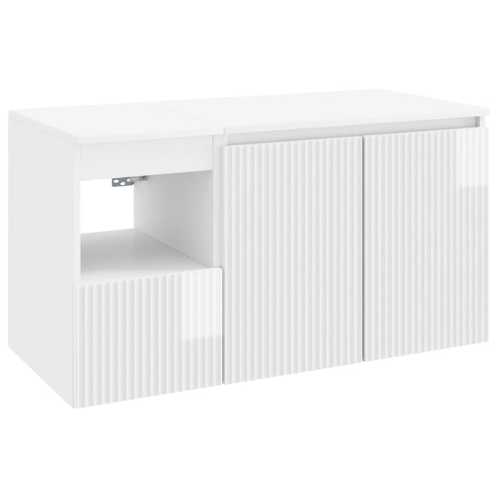 Set de mobilier pentru baie 2 buc. Alb foarte lucios WALTI