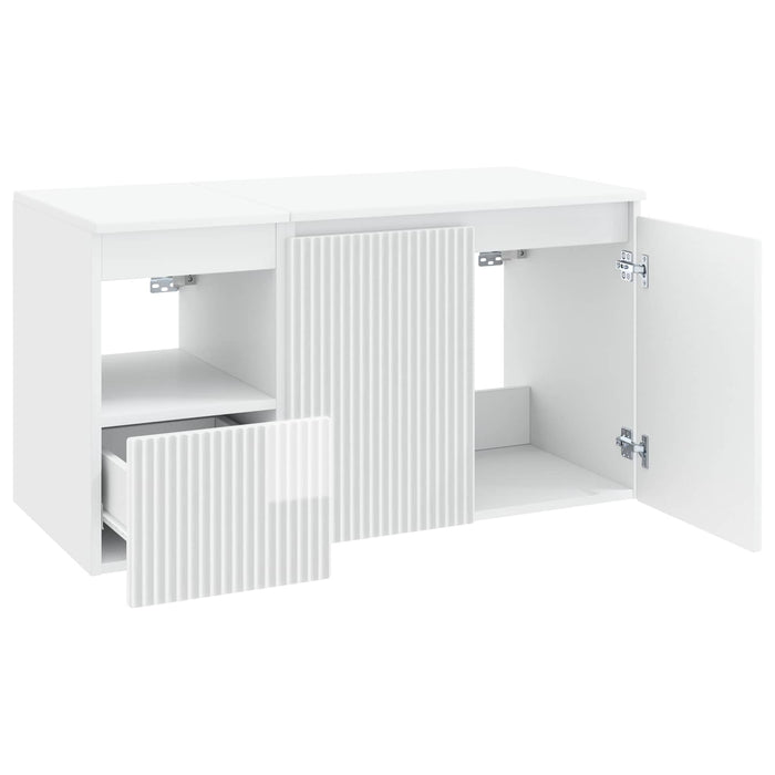 Set de mobilier pentru baie 2 buc. Alb foarte lucios WALTI