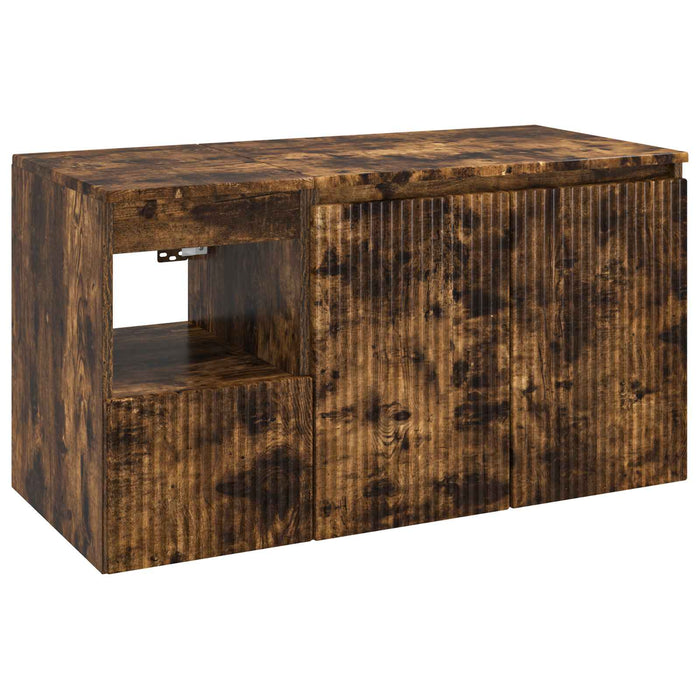 Set de mobilier pentru baie 2 buc. Stejar fumuriu WALTI