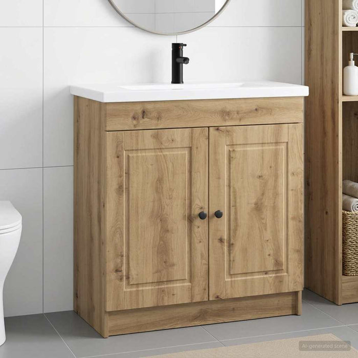 Set de mobilier pentru baie Stejar Artizanal 56 x 37,5 x 81 cm WALTI