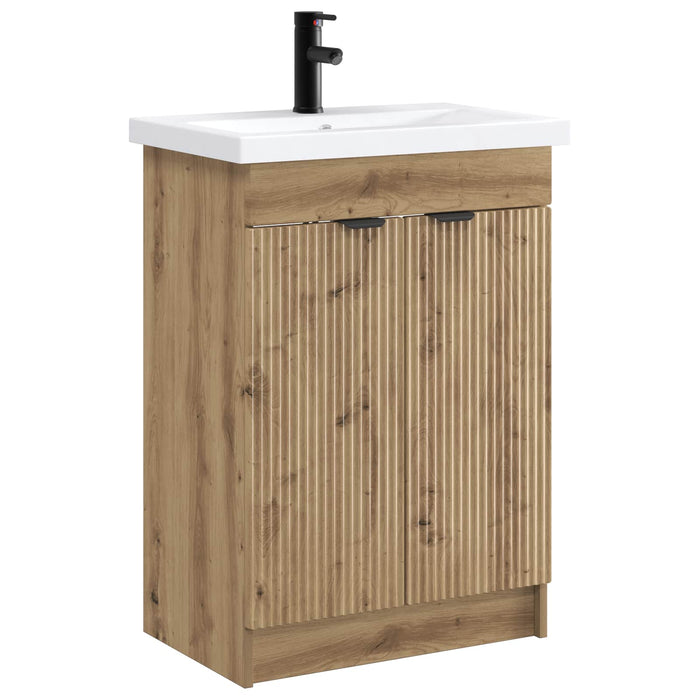 Set de mobilier pentru baie Stejar Artizanal 56 x 37,5 x 81 cm WALTI