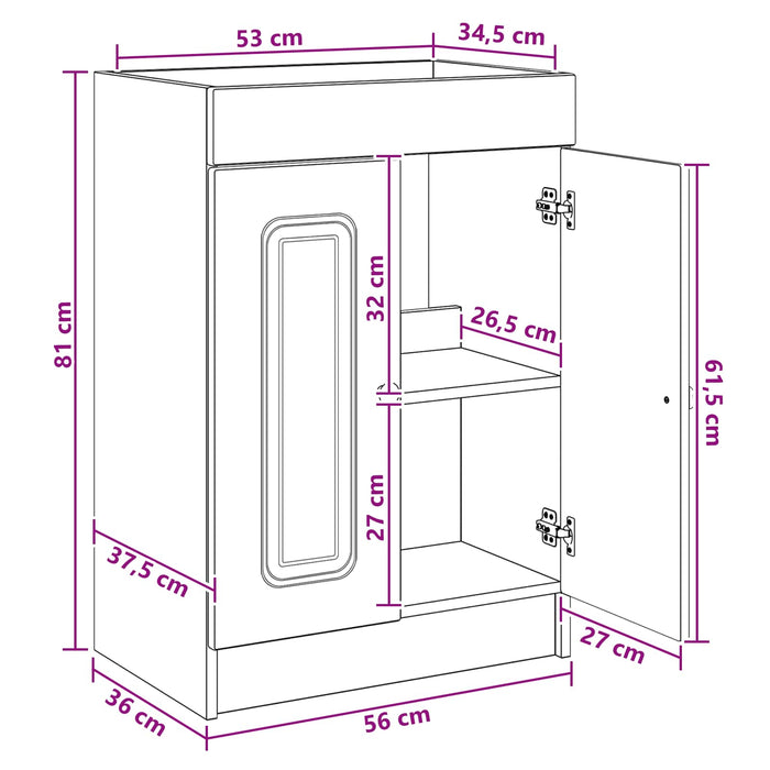 Set de mobilier pentru baie Stejar Artizanal 56 x 37,5 x 81 cm WALTI