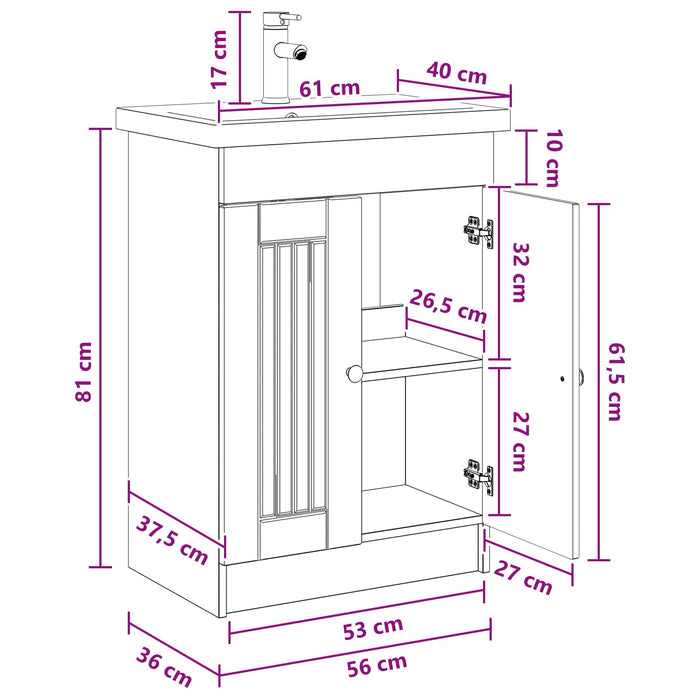 Set de mobilier pentru baie Stejar Sonoma 56 x 37,5 x 81 cm WALTI