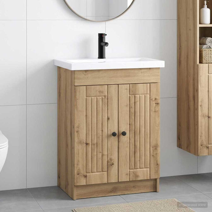 Set de mobilier pentru baie Stejar Artizanal 56 x 37,5 x 81 cm WALTI