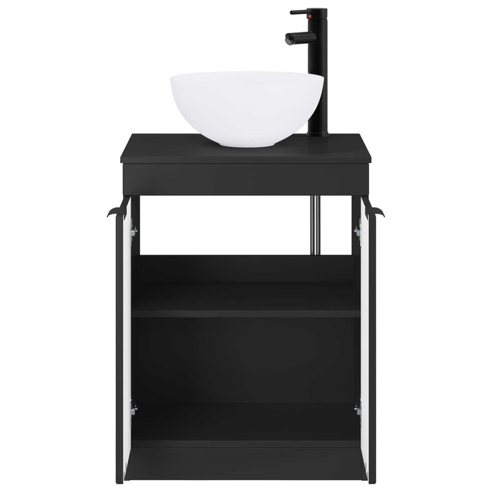 Set de mobilier pentru baie Negru Lemn prelucrat WALTI