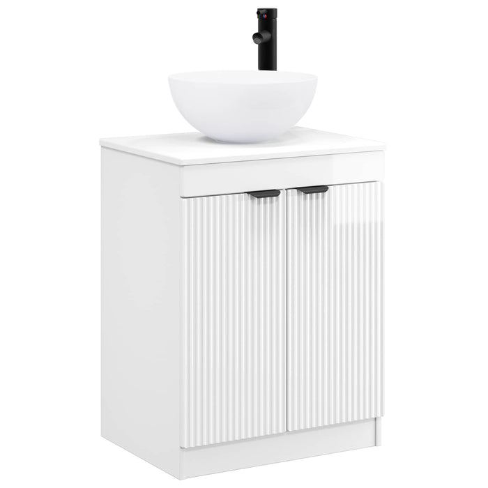 Set de mobilier pentru baie Alb foarte lucios Lemn prelucrat WALTI