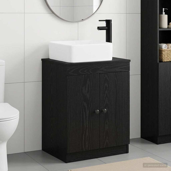 Set de mobilier pentru baie Stejar Negru Lemn prelucrat WALTI