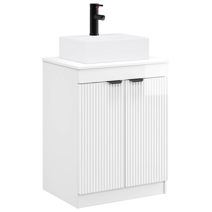 Set de mobilier pentru baie Alb foarte lucios Lemn prelucrat WALTI