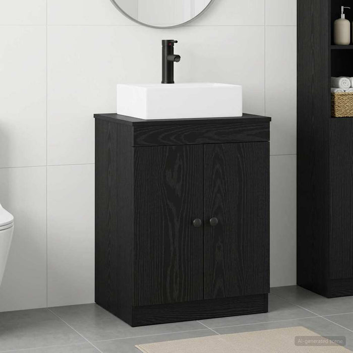 Set de mobilier pentru baie Stejar Negru Lemn prelucrat WALTI
