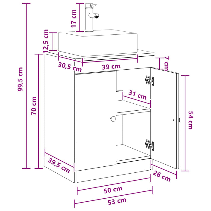 Set de mobilier pentru baie Sonoma gri Lemn prelucrat WALTI