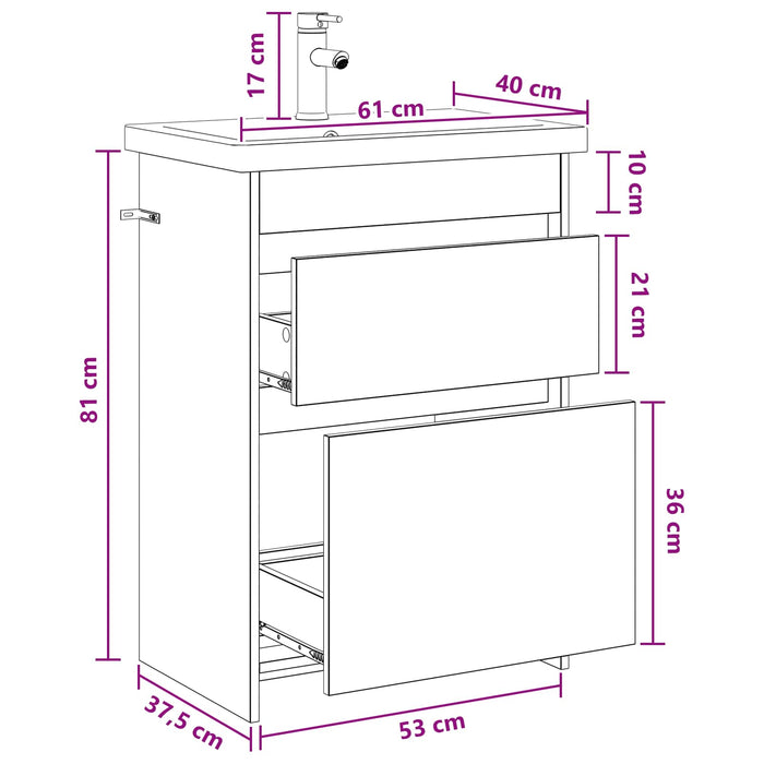 Set de mobilier pentru baie Lemn vechi 61 x 40 x 84,5 cm WALTI