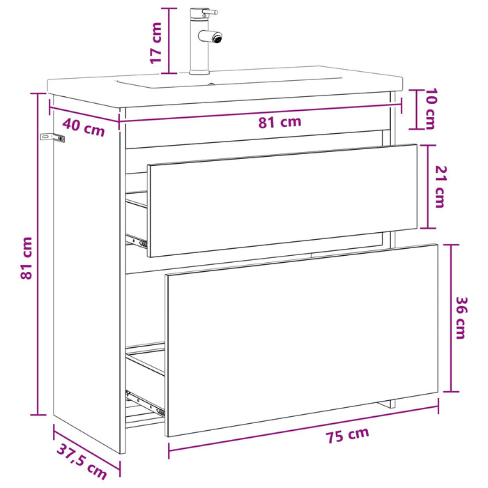 Set de mobilier pentru baie Stejar fumuriu 81 x 40 x 84,5 cm WALTI