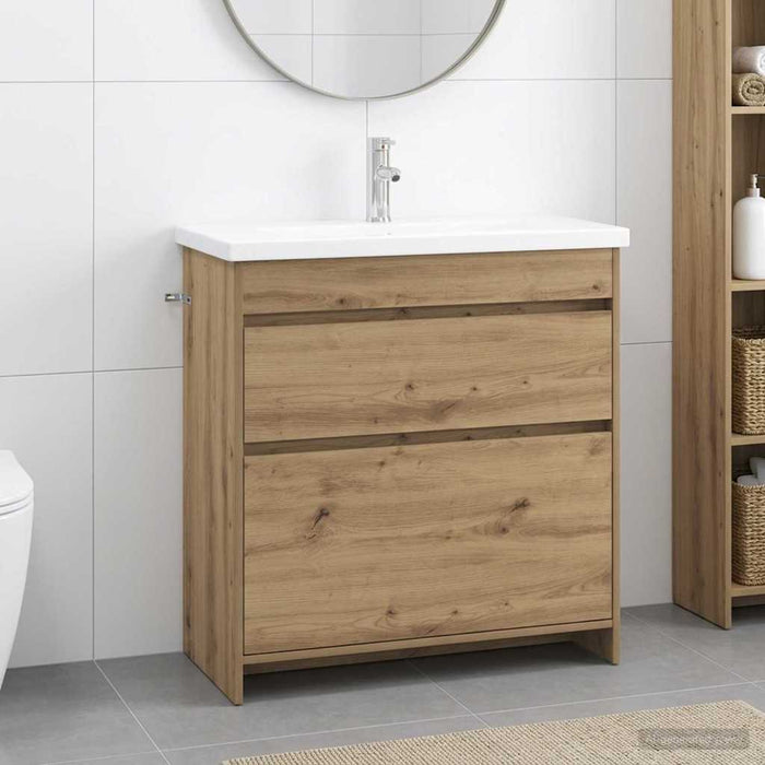 Set de mobilier pentru baie Stejar Artizanal 81 x 40 x 84,5 cm WALTI