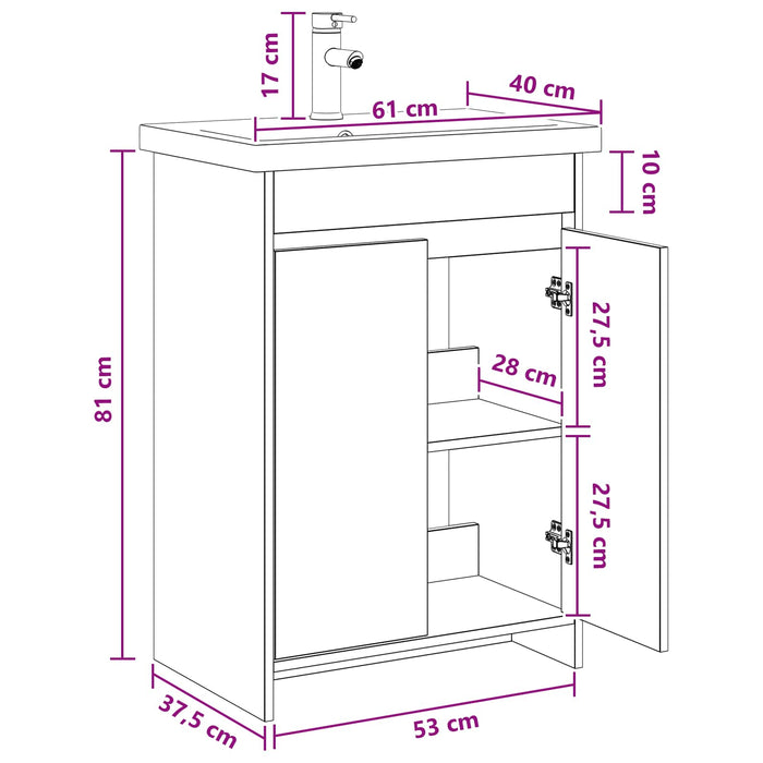 Set de mobilier pentru baie Lemn vechi 61 x 40 x 84,5 cm WALTI