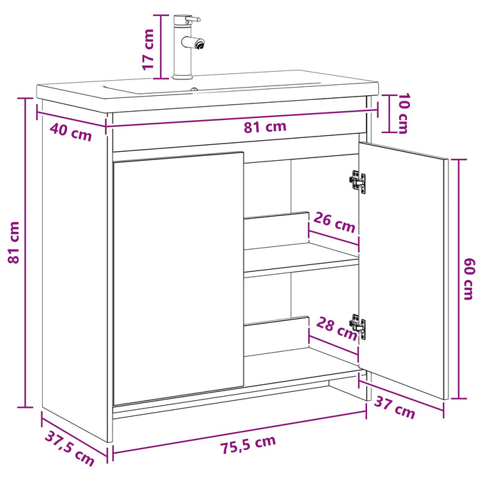 Set de mobilier pentru baie Sonoma gri 81 x 40 x 84,5 cm WALTI