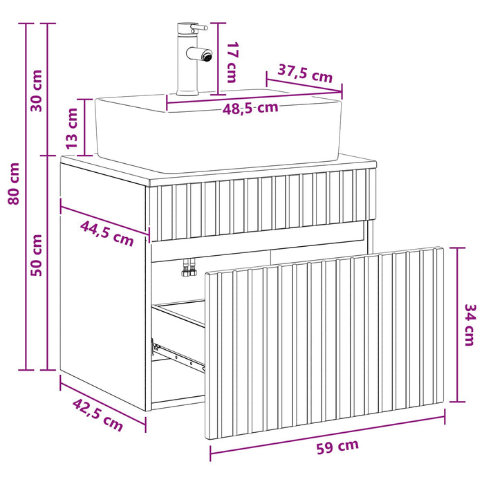 Set de mobilier pentru baie Alb Lemn prelucrat WALTI