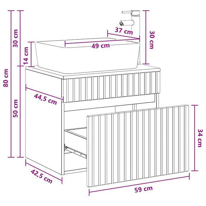 Set de mobilier pentru baie Gri Beton Lemn prelucrat WALTI