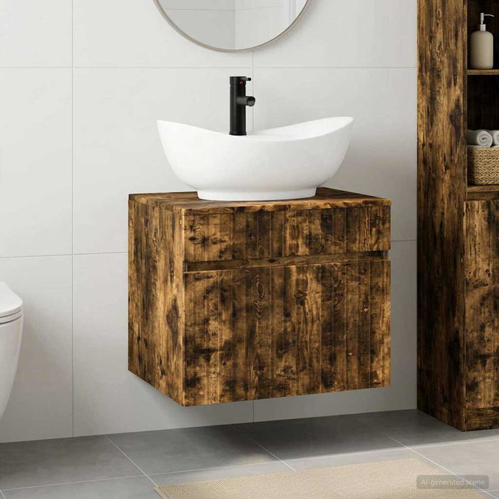 Set de mobilier pentru baie Stejar fumuriu Lemn prelucrat WALTI