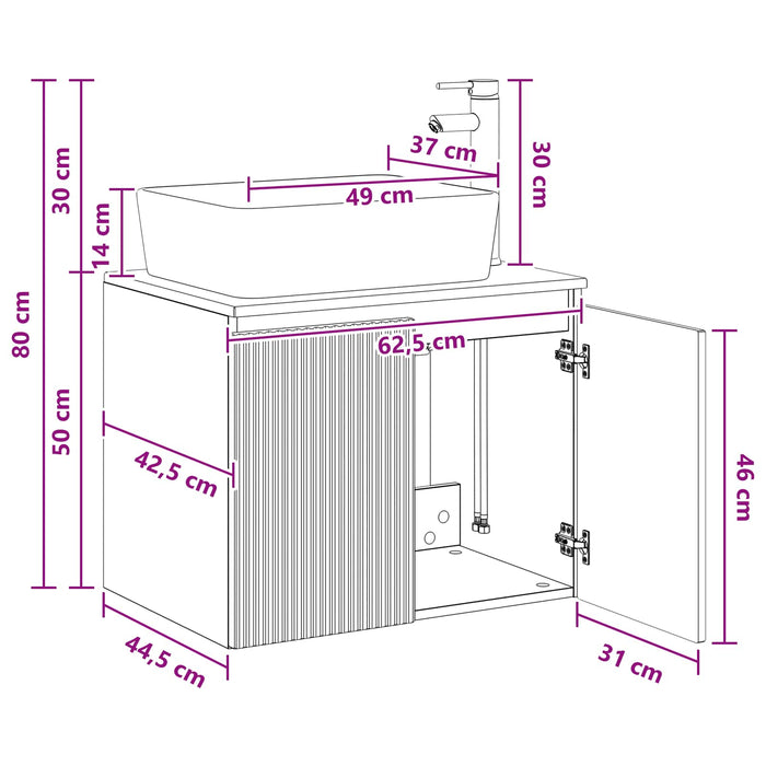 Set de mobilier pentru baie Gri Beton Lemn prelucrat WALTI