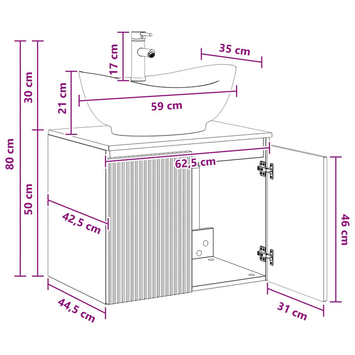 Set de mobilier pentru baie Gri Beton Lemn prelucrat WALTI