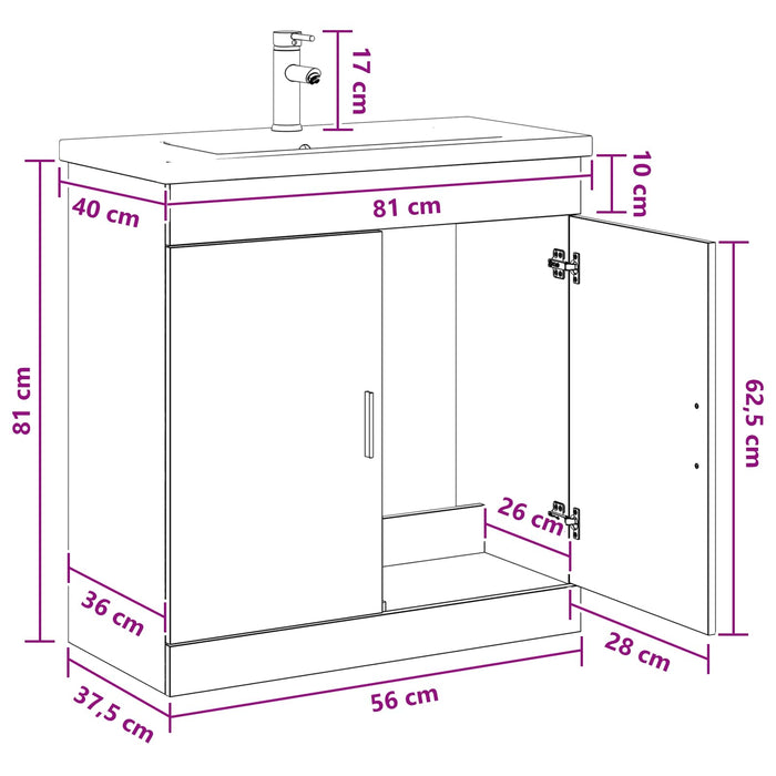 Set de mobilier pentru baie Stejar Negru 81 x 40 x 84,5 cm WALTI