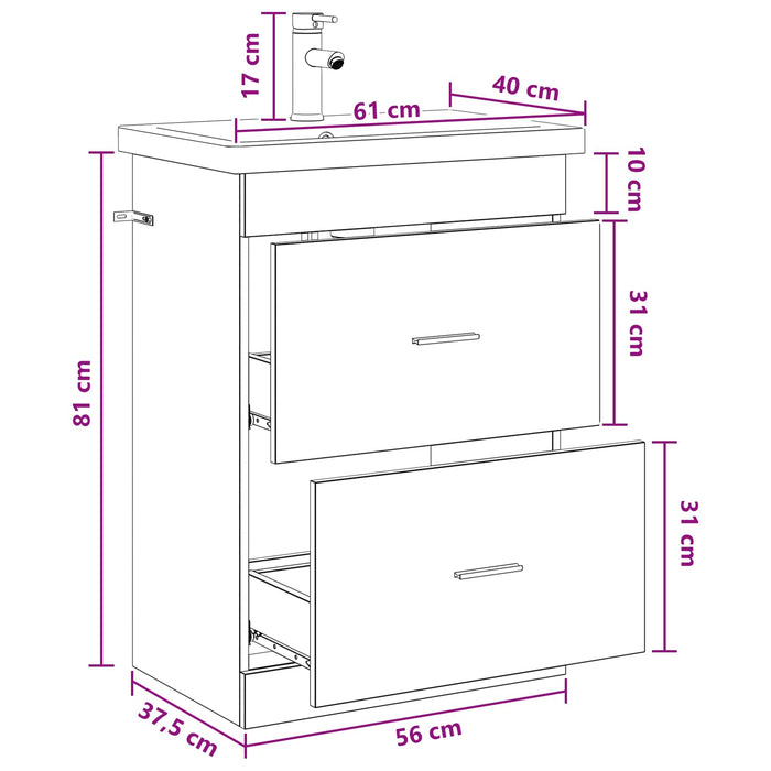 Set de mobilier pentru baie Lemn vechi 61 x 40 x 84,5 cm WALTI