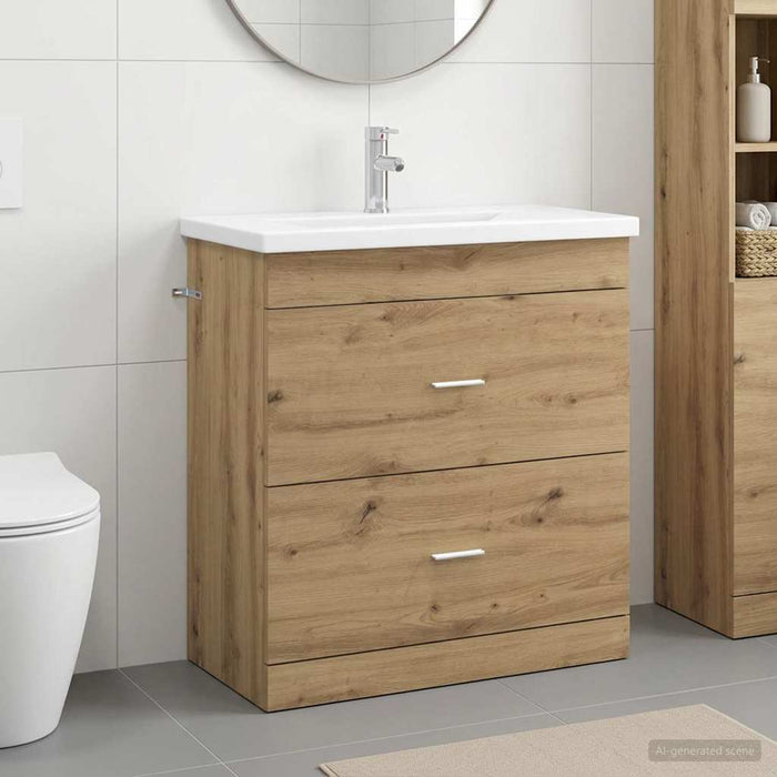 Set de mobilier pentru baie Stejar Artizanal 81 x 40 x 84,5 cm WALTI