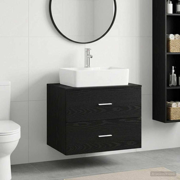 Set de mobilier pentru baie Stejar Negru Lemn prelucrat WALTI