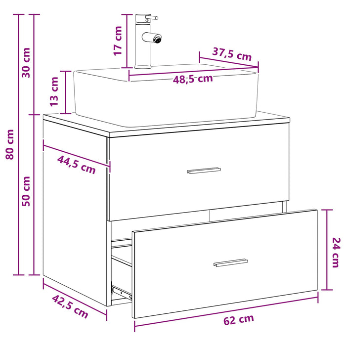 Set de mobilier pentru baie Gri Beton Lemn prelucrat WALTI