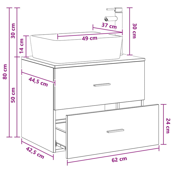 Set de mobilier pentru baie Stejar Negru Lemn prelucrat WALTI