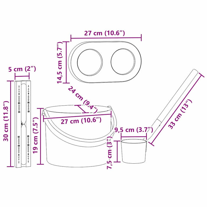 Set de accesorii pentru saună 4 pcs Negru - WALTI WALTI