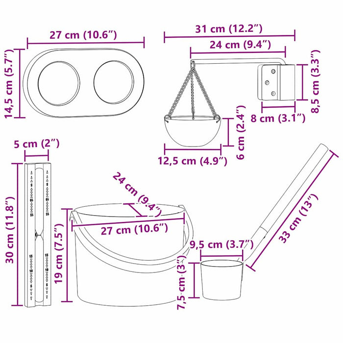 Set de accesorii pentru saună 5 pcs Negru - WALTI WALTI