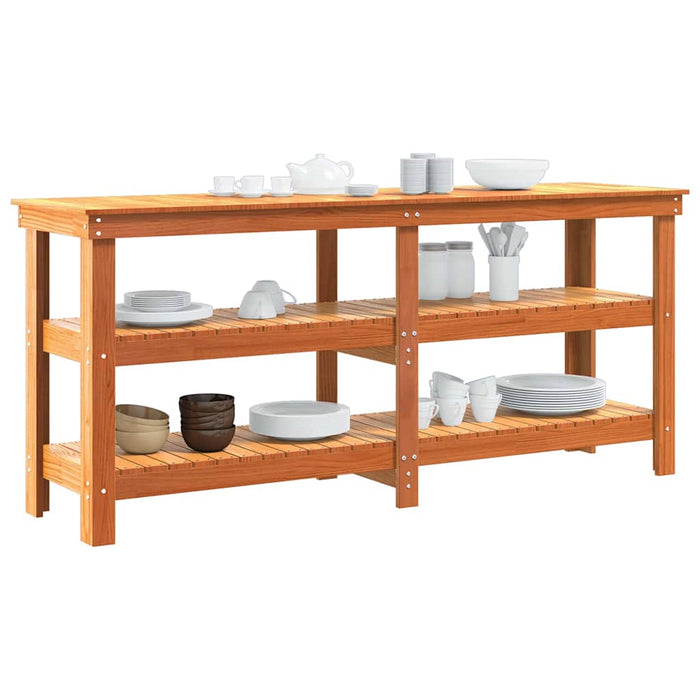 Banc de lucru cu raft Maroniu cerat 181.5 x 50 x 80 cm - WALTI WALTI