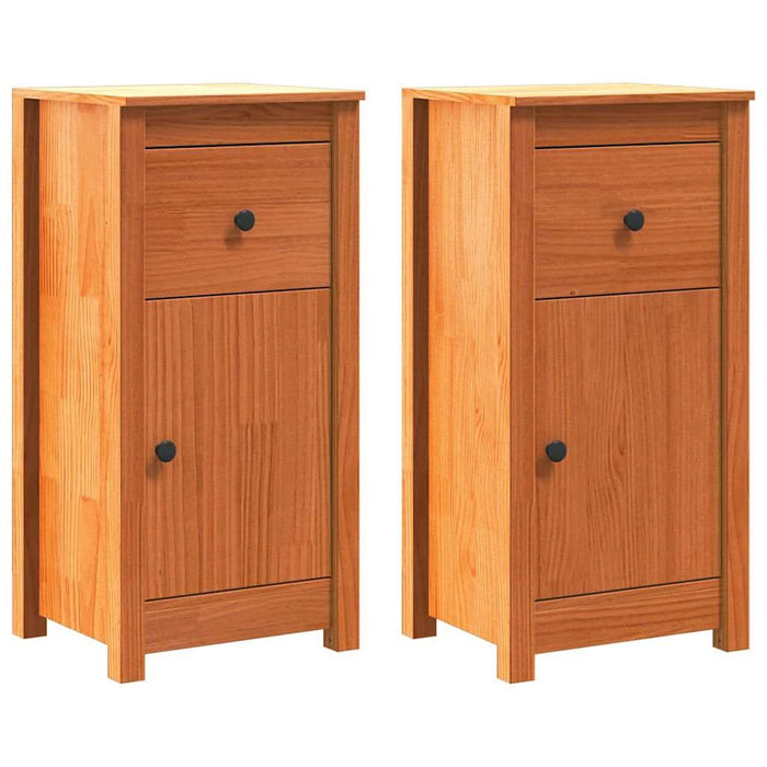 Bufet 2 pcs Maroniu cerat 39 x 34,5 x 80 cm Lemn de pin masiv - WALTI WALTI