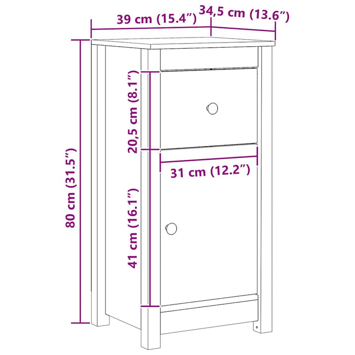 Bufet 2 pcs Maroniu cerat 39 x 34,5 x 80 cm Lemn de pin masiv - WALTI WALTI