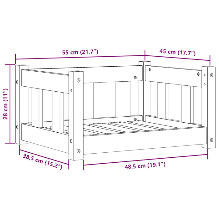 Pat pentru câini cu depozitare Maroniu cerat 55 x 45 x 28 cm - WALTI WALTI