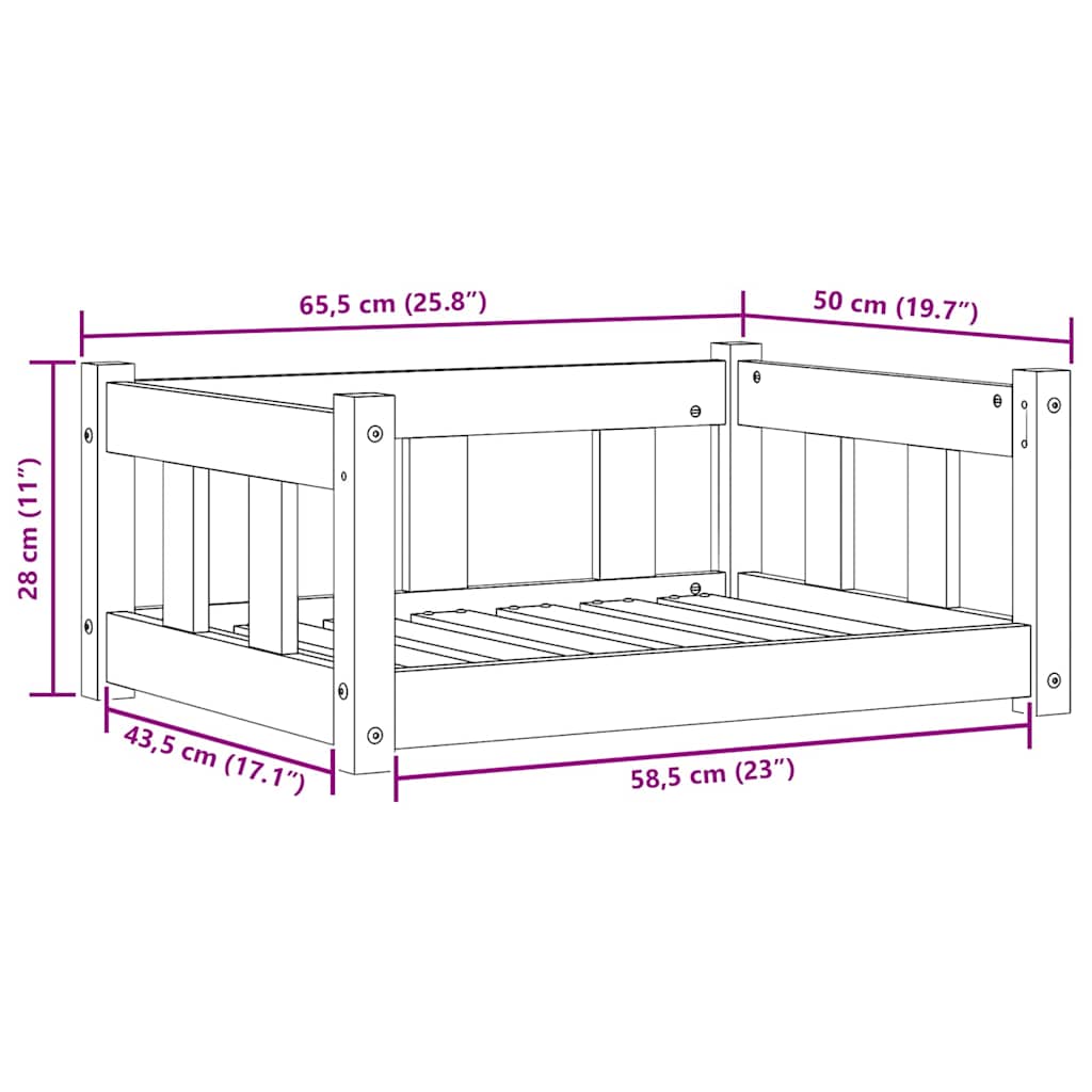 Pat pentru câini cu depozitare Maroniu cerat 65,5 x 50 x 28 cm - WALTI